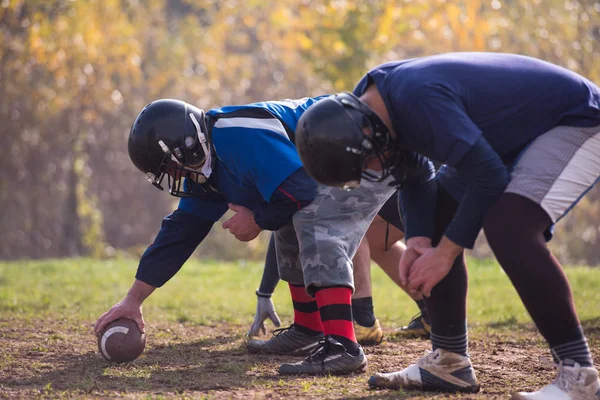 Groep Jonge Amerikaanse Voetballers Actie Tijdens Training Het Veld — Stockfoto