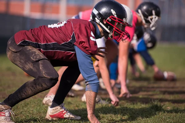 Groep Jonge Amerikaanse Voetballers Actie Tijdens Training Het Veld — Stockfoto