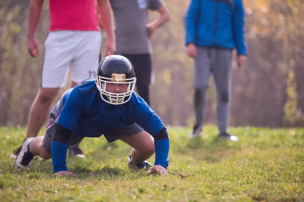 Jonge Amerikaanse Voetballer Actie Tijdens Training Het Veld — Stockfoto