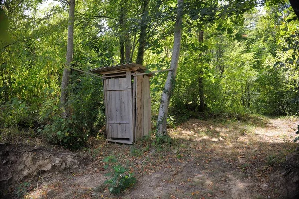 Old Wooden Retro Outdoor Toilet Forest — Stock Photo, Image