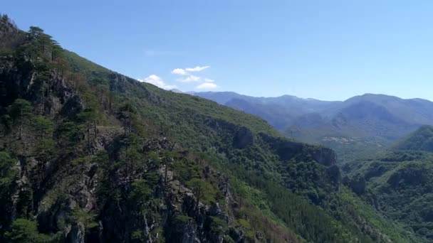 Increíble Vista Montaña Con Árboles Rayos Sol — Vídeo de stock