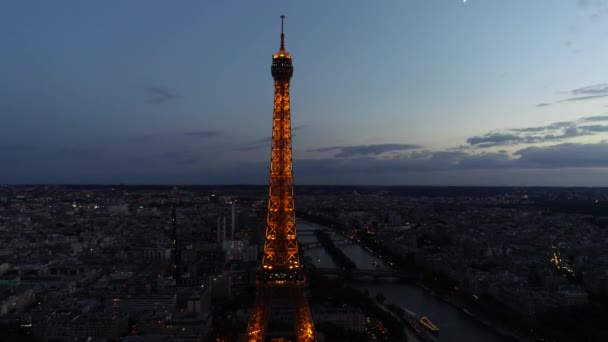 Paris Frankrike Juli 2018 Flygfoto Över Eiffeltornet Sommaren Nigh Stan — Stockvideo