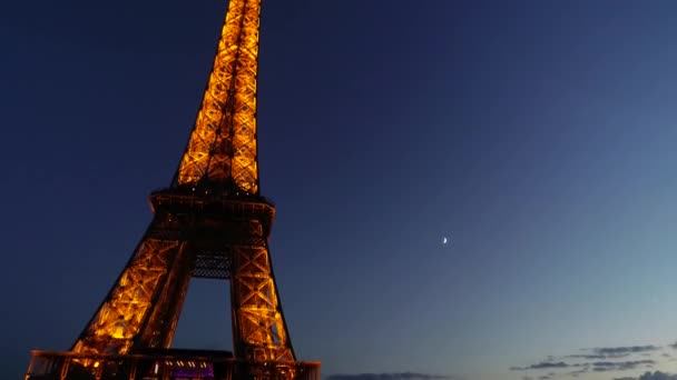 Paris Franciaország 2018 Július Légi Felvétel Este Kék Háttérben Város — Stock videók