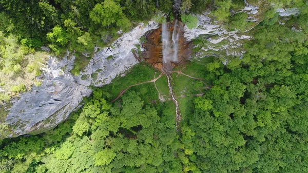 Vattenfall Landskap Topp Flygfoto Resor Lugn Natur Bakgrund Slow Motion — Stockfoto