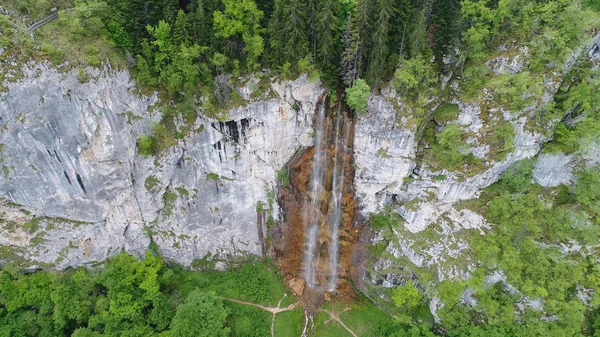 Waterval Landschap Luchtfoto Bovenaanzicht Reizen Rustig Landschap Achtergrond Slow Motion — Stockfoto