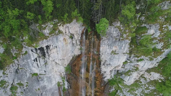 Vodopád Krajina Letecký Pohled Shora Cestování Klidnou Krajinou Pozadí Pomalém — Stock fotografie