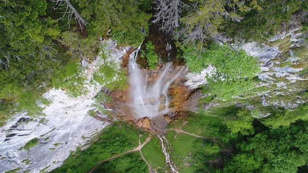 Vattenfall Landskap Topp Flygfoto Resor Lugn Natur Bakgrund Slow Motion — Stockfoto