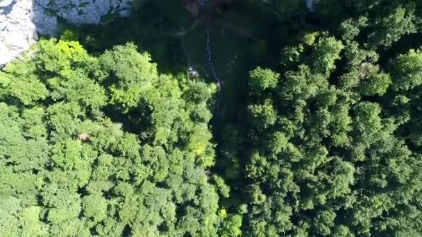 Waterfall Landscape Aerial Top View Travel Calm Scenery Background Slow — Stock Video