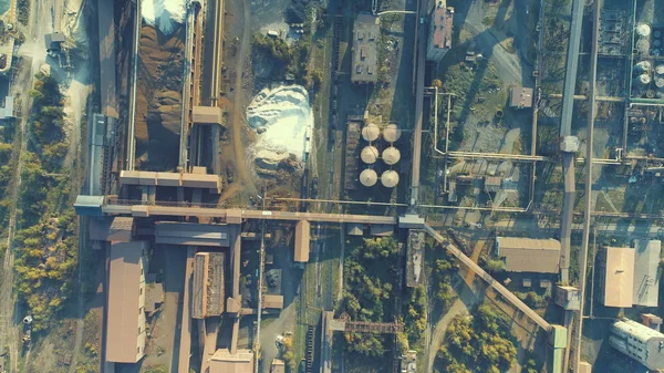 Αεροφωτογραφία Πάνω Της Μεταλλουργικής Βιομηχανίας Εργοστάσιο Αφηρημένα Φόντο Top View — Φωτογραφία Αρχείου