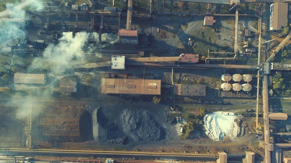 Metalurji Sanayi Fabrika Arka Plan Üstten Görünüm Kirliliği Kavramının Hava — Stok fotoğraf