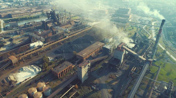 Luftaufnahme Von Der Hüttenindustrie Fabrik Abstrakter Hintergrund Von Oben Umweltverschmutzungskonzept — Stockfoto