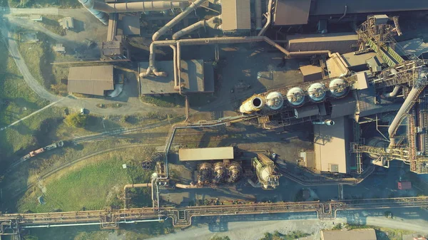 Luchtfoto Bovenaanzicht Van Metallurgische Industrie Fabriek Abstracte Achtergrond Bovenaanzicht Verontreiniging — Stockfoto