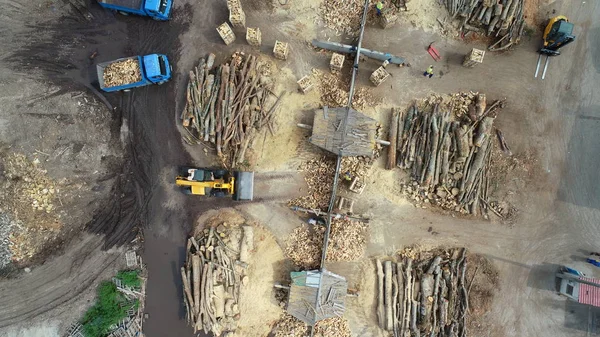 Ağaç Sanayi Fabrikası Nın Hava Üstten Görünüm — Stok fotoğraf