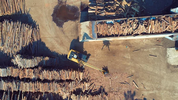 Vista Aerea Dall Alto Della Fabbrica Dell Industria Del Legno — Foto Stock