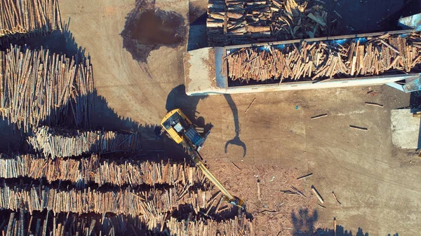 Aerial Top View Wood Industry Factory — Stock Photo, Image
