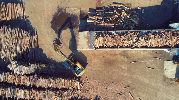 Luchtfoto Bovenaanzicht Van Houtindustrie Fabriek — Stockfoto