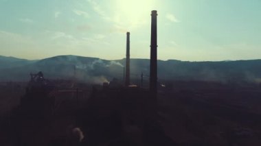 Enerji Santrali Elektrik Sanayi Fabrika arka plan üstten görünüm kirliliği kavramı hava üstten görünüm