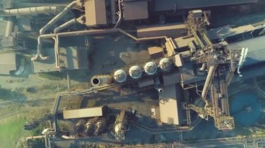 Enerji Santrali Elektrik Sanayi Fabrika arka plan üstten görünüm kirliliği kavramı hava üstten görünüm