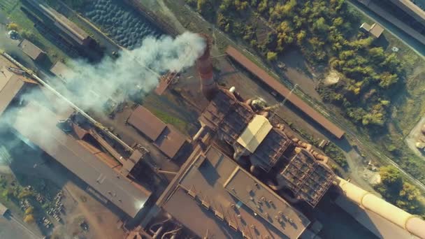 Luchtfoto Bovenaanzicht Van Elektriciteitscentrale Elektrische Industrie Fabriek Abstracte Achtergrond Bovenaanzicht — Stockvideo