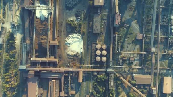 Κορυφαία Αεροφωτογραφία Του Σταθμού Ηλεκτρική Βιομηχανία Εργοστάσιο Αφηρημένα Φόντο Top — Αρχείο Βίντεο