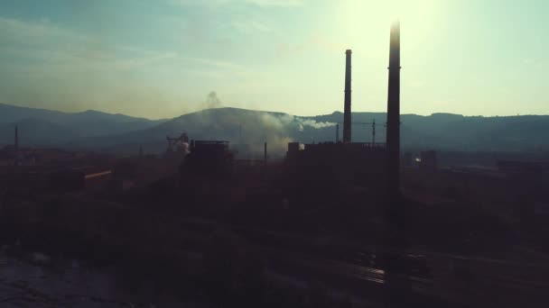 Aerial Top View Wood Industry Factory — Stock Video