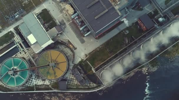 Luchtfoto Bovenaanzicht Van Houtindustrie Fabriek — Stockvideo