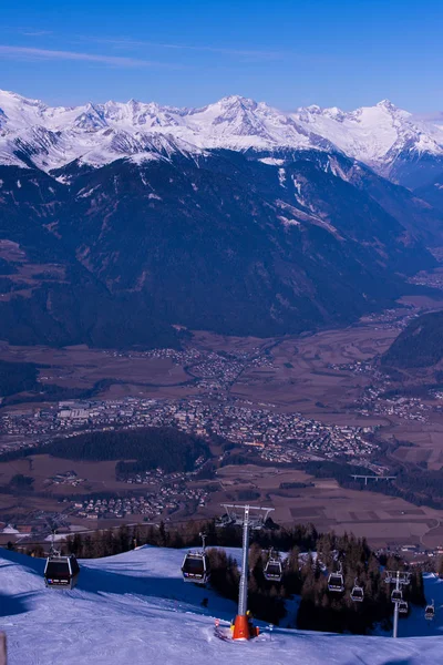 Montanhas Inverno Bela Vista Panorâmica Alpina Neve Tampada Alpes Europeus — Fotografia de Stock