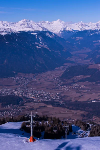 Montanhas Inverno Bela Vista Panorâmica Alpina Neve Tampada Alpes Europeus — Fotografia de Stock