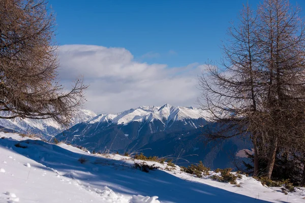 Zimní Hory Krásné Alpské Panoramatický Pohled Sněhu Limitován Evropské Alpy — Stock fotografie