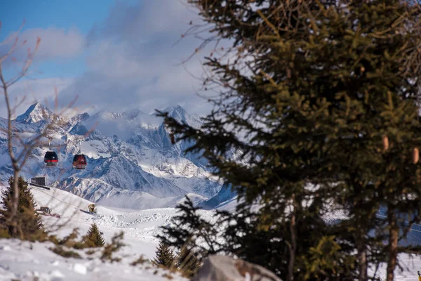 Montagne Invernali Bella Vista Panoramica Alpina Innevato Alpi Europee — Foto Stock