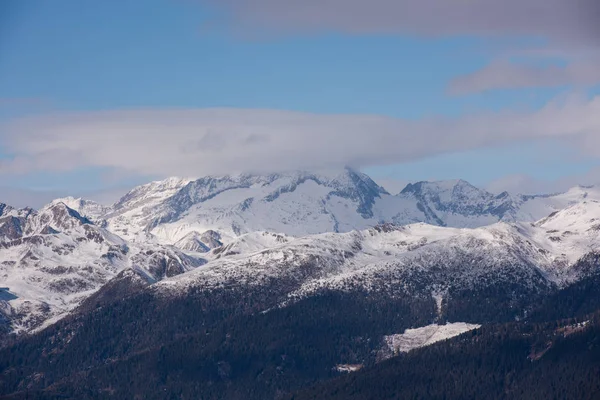 Зимові Гори Красиві Альпійські Панорамний Вид Засніженими Європейських Альп — стокове фото