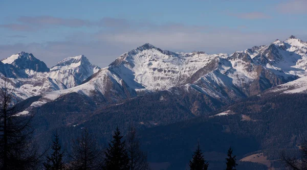 Montagne Invernali Bella Vista Panoramica Alpina Innevato Alpi Europee — Foto Stock