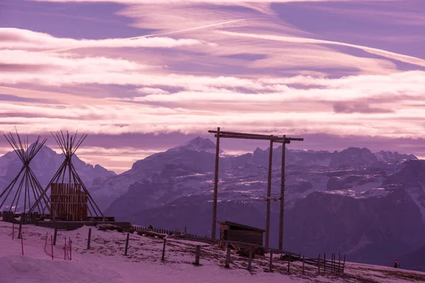 Winter Bergen Mooie Alpine Panoramisch Uitzicht Sneeuw Bedekte Alpen — Stockfoto
