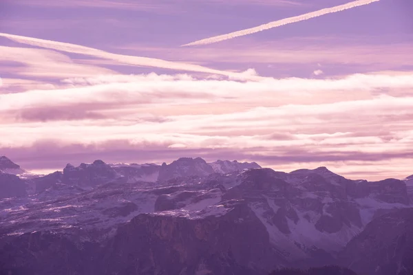 Vinter Berg Vackra Alpina Panoramautsikt Snö Utjämnade Europeiska Alperna — Stockfoto