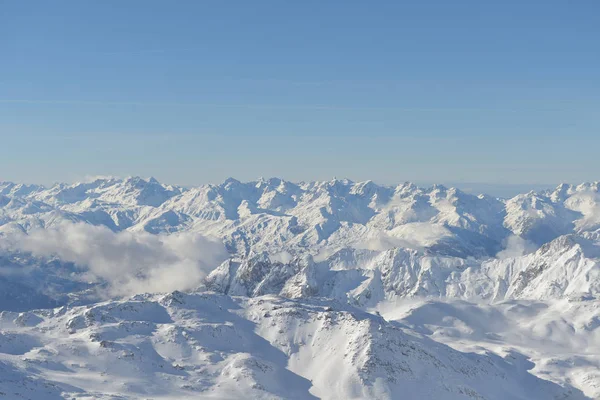 Winter Mountains Beautiful Alpine Panoramic View Fresh Snow Capped French — Stock Photo, Image