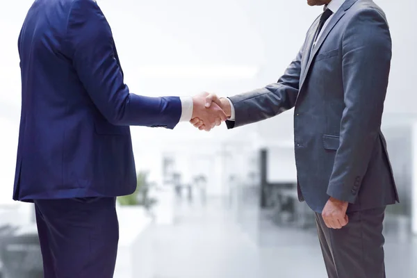 Close Businessman Businesswoman Handshake — Stock Photo, Image