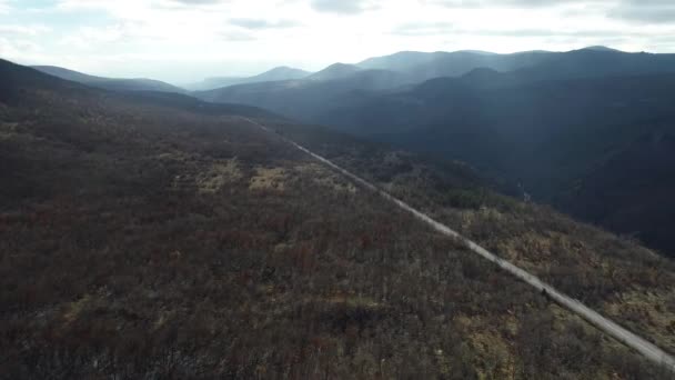 Vista Aerea Della Strada Campagna All Inizio Dell Inverno — Video Stock