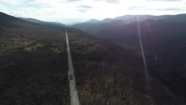 Aerial View Country Road Early Winter — Stock Video