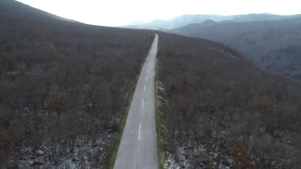 Vista Aérea Carretera Campo Principios Invierno — Vídeo de stock