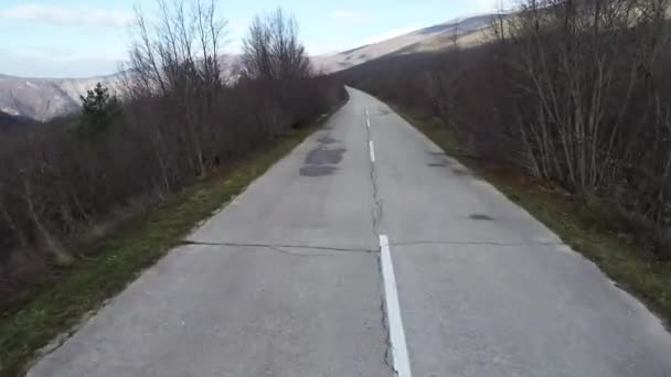 Luftaufnahme Der Landstraße Frühen Winter — Stockvideo