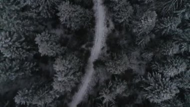 köy yolunda havadan görünümü üzerinde erken kış