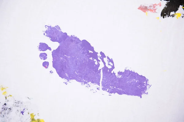 Child Colorful Foot Prints White Background — Stock Photo, Image