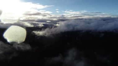 bulutlar ve yağmur ile orman manzara günbatımı üzerinde hava sinek 