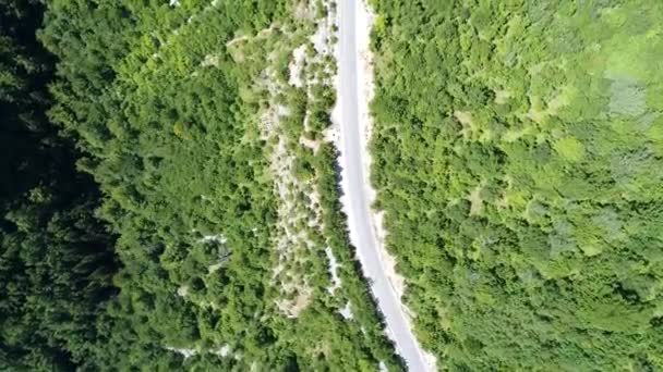 Vista Aérea Carretera Con Curvas Campo Que Pasa Través Del — Vídeos de Stock