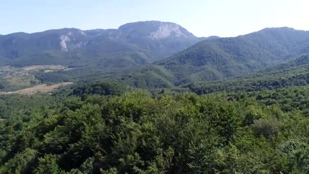 Vista Aérea Estrada Curvilínea Rural Passando Pela Floresta Verde Montanha — Vídeo de Stock