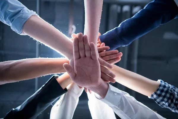 Gruppo Multietnico Giovani Imprenditori Che Celebrano Successo Nei Loro Luoghi — Foto Stock