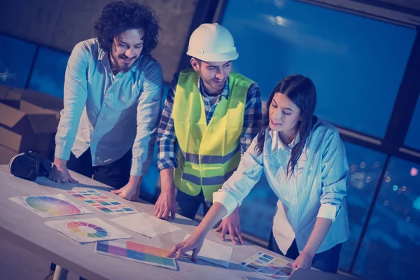 Young Team Business People Group Architect Engineer Construction Site Checking — Stock Photo, Image