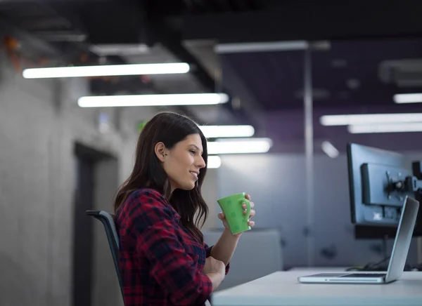 Desarrollador de software femenino utilizando ordenador portátil — Foto de Stock