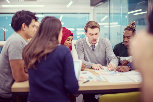 Multiethnic startup business team having meeting