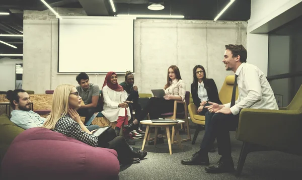 Multiethnic startup business team having meeting — Stock Photo, Image